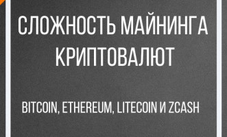 Сложность майнинга криптовалют: Bitcoin, Ethereum, Litecoin и ZCash